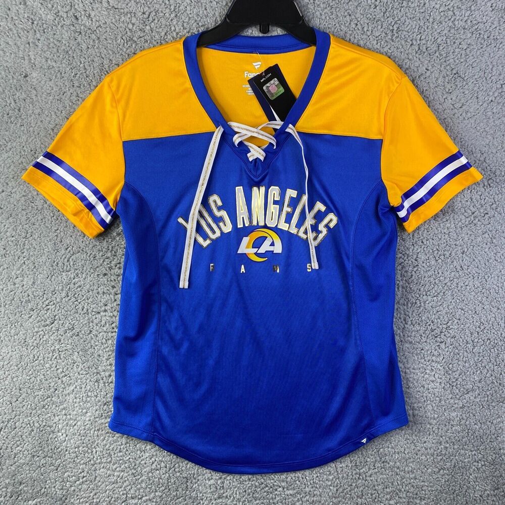 Fanatics Los Angeles Rams Women’s shirt 2 Sizes Medium & Large Short Sleeve NWT